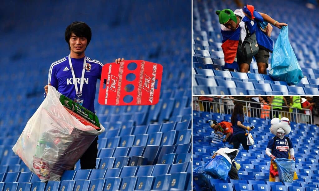 Japanese fans clean up stadium